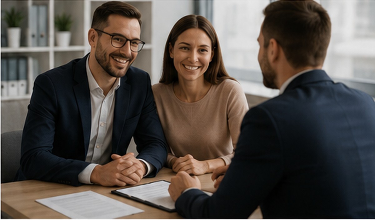 Insurance consultation between an advisor and clients
